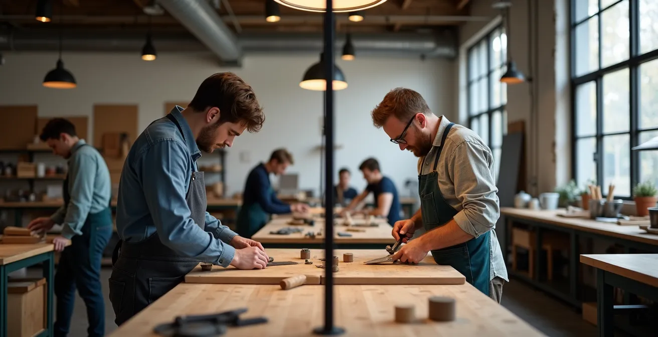 Comparaison visuelle entre un apprenti en entreprise et un étudiant en classe pratique