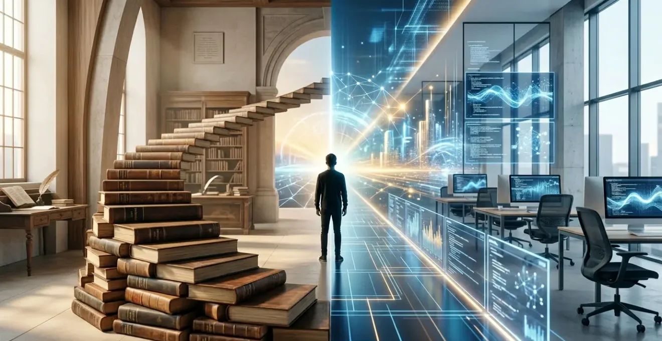 Comparaison visuelle entre parcours école d'ingénieur traditionnel et formation bootcamp intensif pour devenir développeur