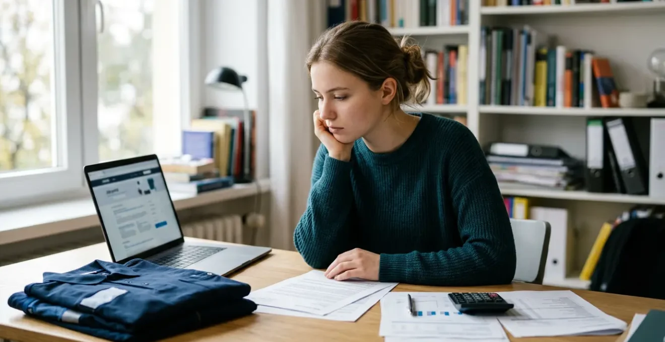 Étudiant réfléchissant aux options de financement de ses études entre job et prêt bancaire