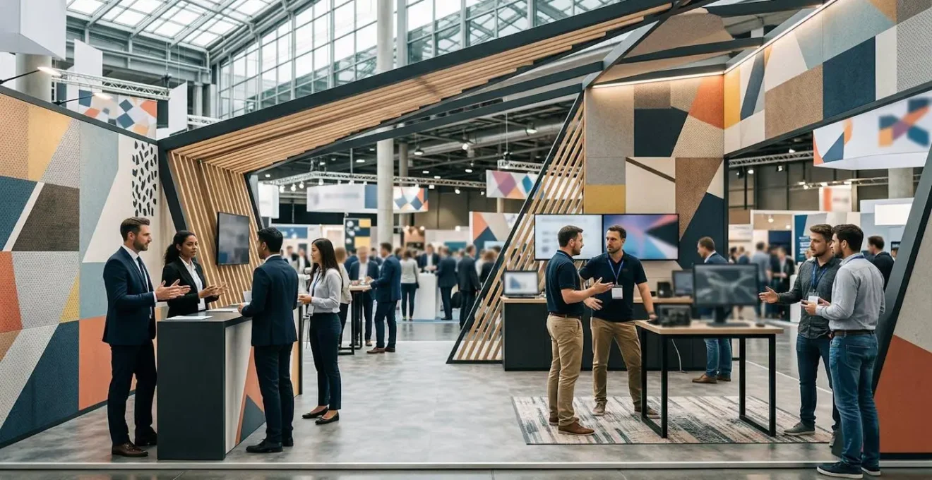 Vue d'ensemble d'un stand entreprise montrant la dynamique entre recruteurs RH et managers opérationnels