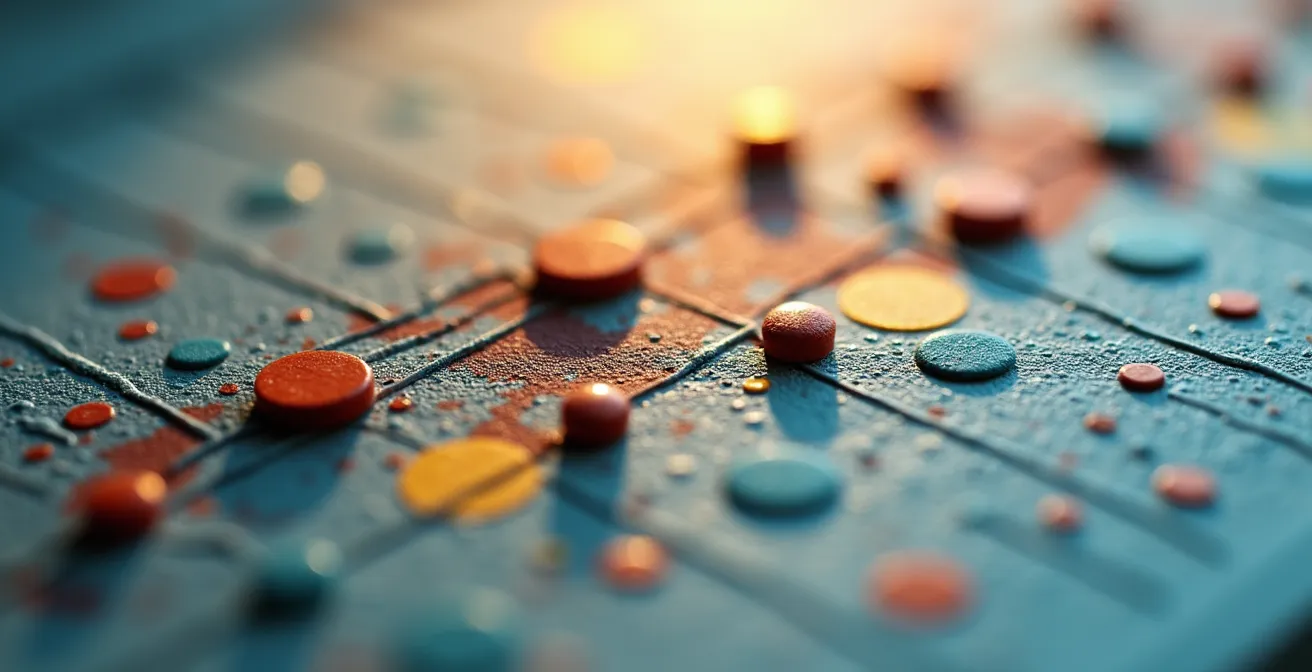 Vue macro d'un calendrier abstrait avec marqueurs temporels symbolisant la préparation aux tests