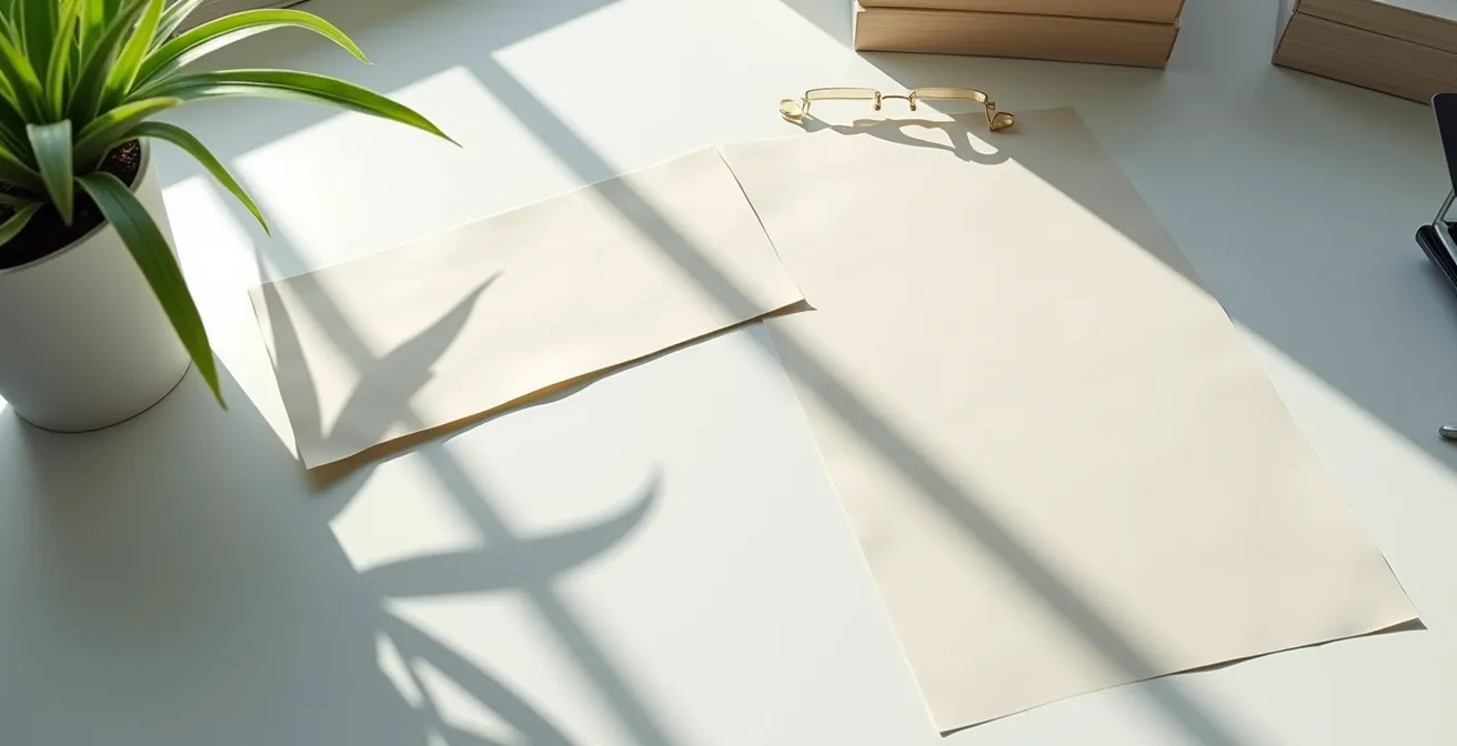 Bureau professionnel avec documents de financement formation organisés et reflet symbolique dans un miroir