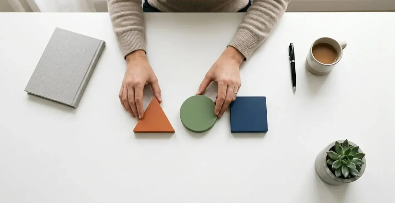 Un professionnel compare trois sources d'information sur un bureau moderne