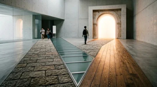 Étudiants aux parcours différents convergeant vers une même porte lumineuse symbolisant la reconnaissance de leurs acquis