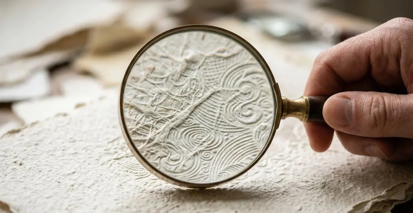 Vérification minutieuse de documents de certification avec une loupe sur un bureau