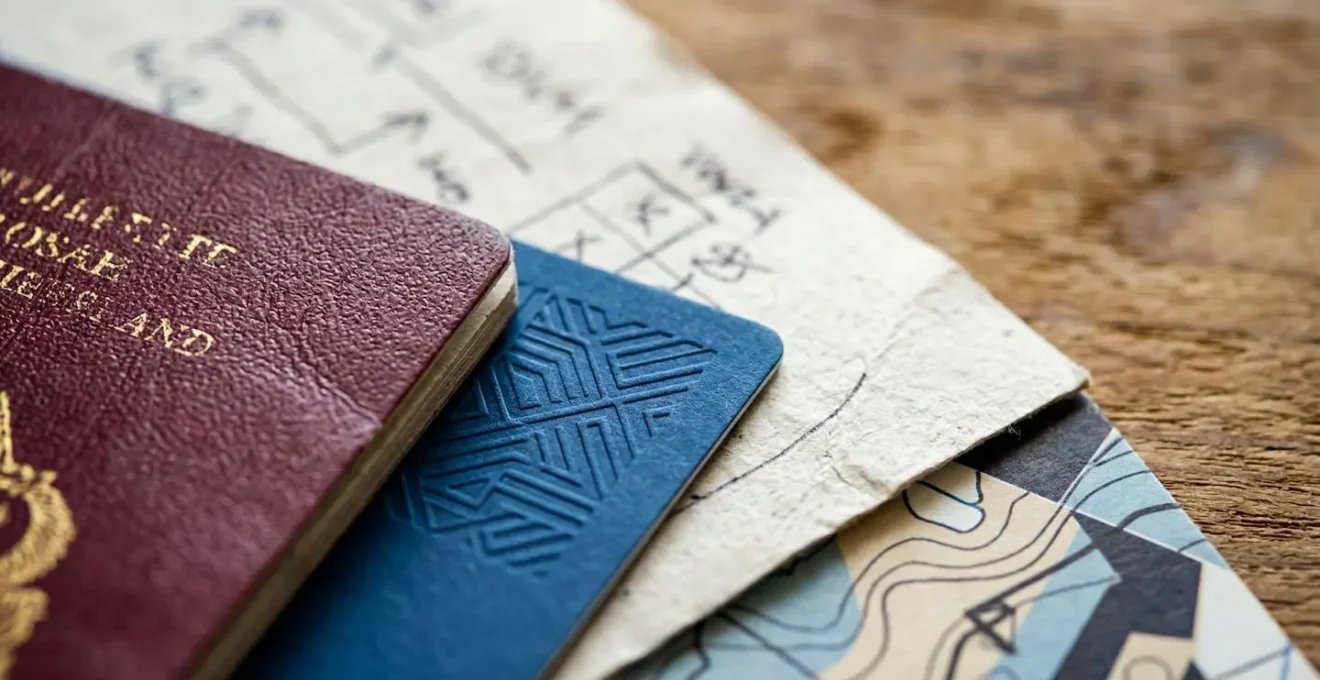 Étudiant préparant ses documents de voyage avec carte européenne sur bureau